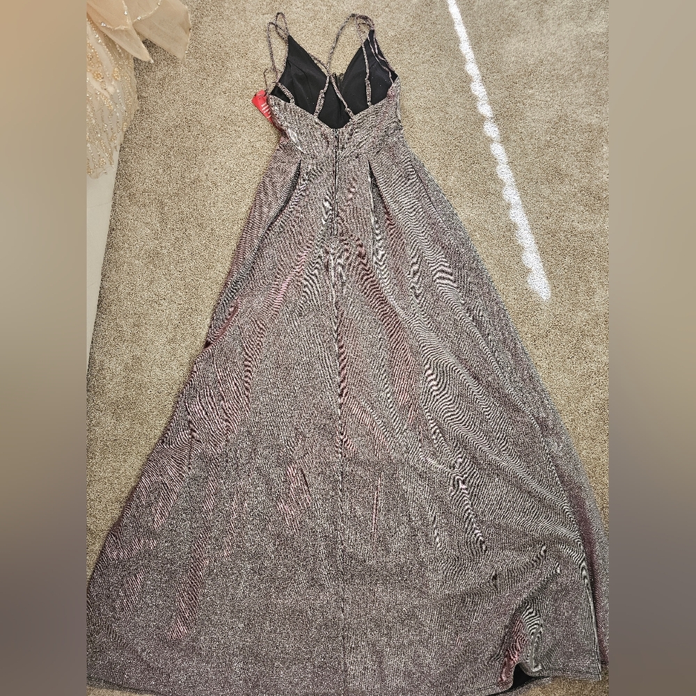 Crystal Doll Shimmering Silver Backless Dress